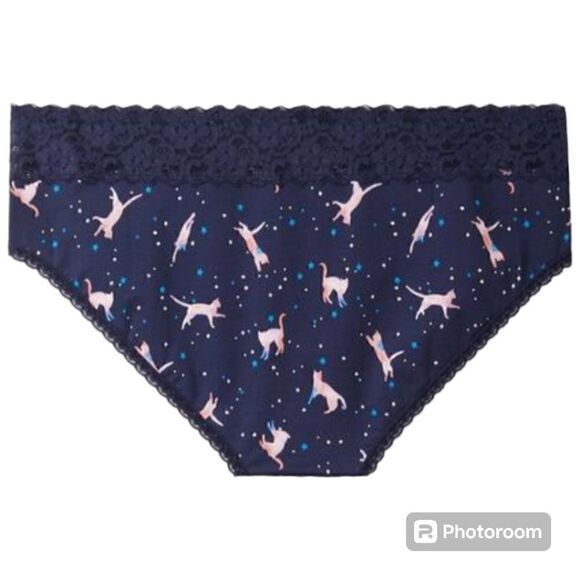 6X 30W Torrid Blue Hipster Panty Galaxy Cat Space Lace Lingerie Stars Cotton Str - Picture 2 of 7